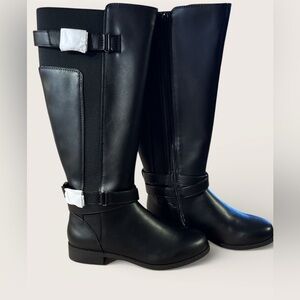 JustFab Black Riding Boots Faux Leather Boots